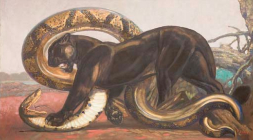 Vente par Christie's France. du 08/06/2006 - panthère noire combattant un python, 1932 (lot n°98)
